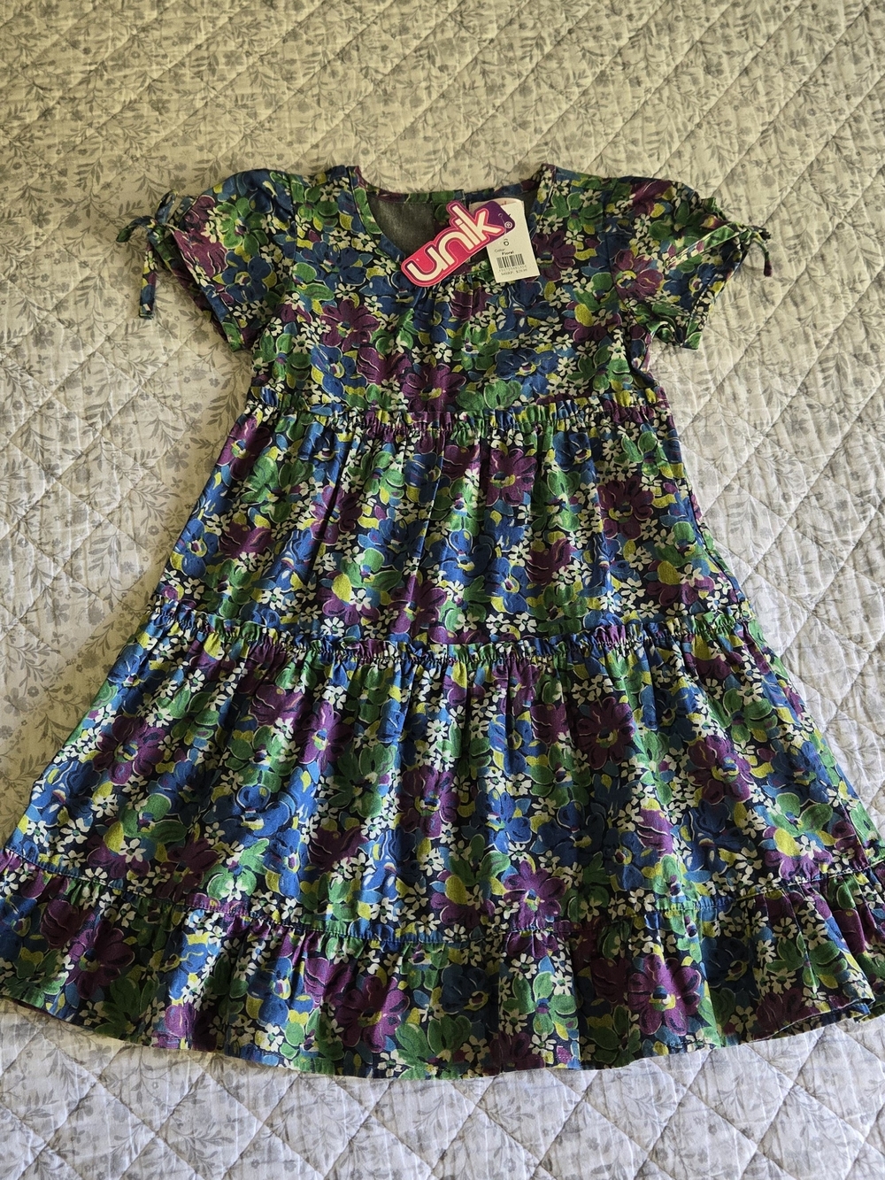 NWT UNIK Floral Tiered Dress Size 6 Kid's Summer Short Sleeve